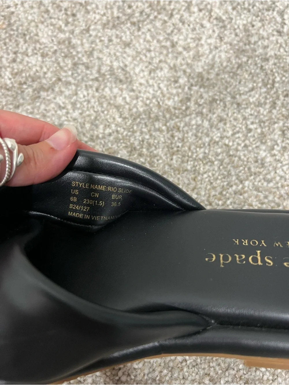 Kate Spade Black Leather Rio Slide Sandals